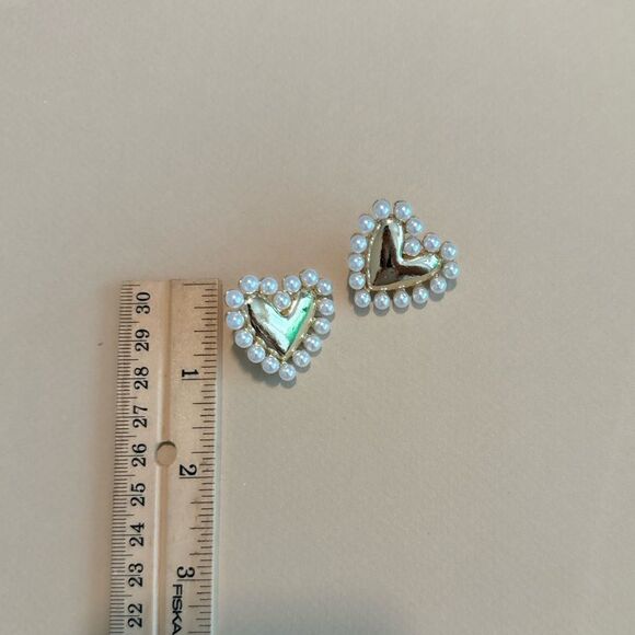 Pearl heart earrings M689 - Picture 4 of 5